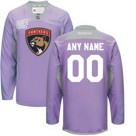 Custom Florida Panthers Jersey Name And Number Purple Pink Reebok Hockey Fights Cancer Practice