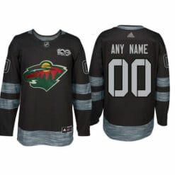 Custom Minnesota Wild Jersey Name And Number 1917-2017 Black 100th Anniversary NHL