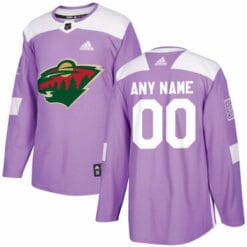 Custom Minnesota Wild Jersey Name And Number Purple Pink Hockey Fights Cancer Practice