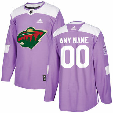 Custom Minnesota Wild Jersey Name And Number Purple Pink Hockey Fights Cancer Practice