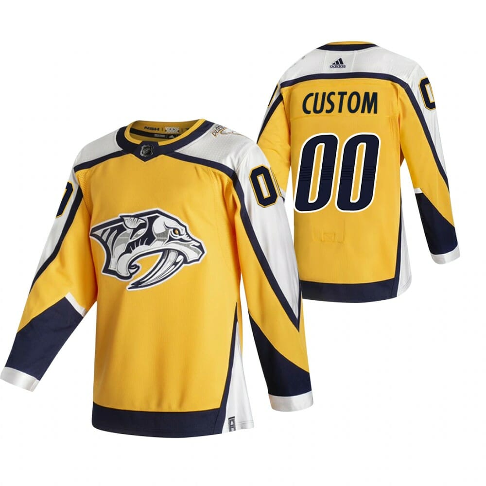 Custom Nashville Predators Jersey Name And Number 2020-21 Yellow Reverse Retro Alternate NHL