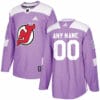 Custom New Jersey Devils Jersey Name And Number Purple Pink Hockey Fights Cancer Practice