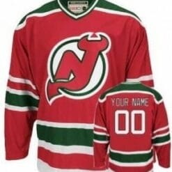 Custom New Jersey Devils Jersey Name And Number Red With Green