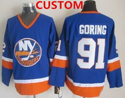 Custom New York Islanders Jersey Name And Number Light Blue Throwback CCM