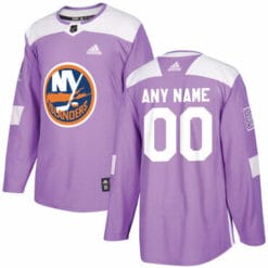 Custom New York Islanders Jersey Name And Number Purple Pink Hockey Fights Cancer Practice