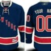 Custom New York Rangers Jersey Name And Number Navy Blue Third