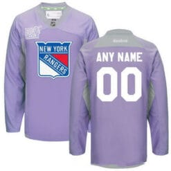 Custom New York Rangers Jersey Name And Number Purple Pink Reebok Hockey Fights Cancer Practice
