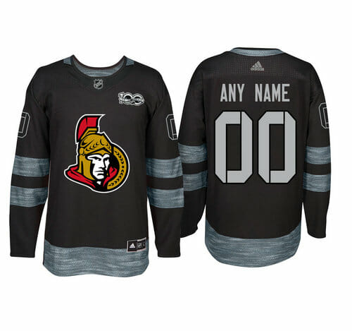 Custom Ottawa Senators Jersey Name And Number 1917-2017 Black 100th Anniversary NHL