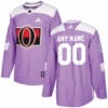 Custom Ottawa Senators Jersey Name And Number Purple Pink Hockey Fights Cancer Practice