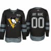 Custom Pittsburgh Penguins Jersey Name And Number 1917-2017 Black 100th Anniversary NHL