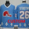Custom Quebec Nordiques Jersey Name And Number Light Blue CCM Vintage Throwback