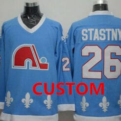 Custom Quebec Nordiques Jersey Name And Number Light Blue CCM Vintage Throwback