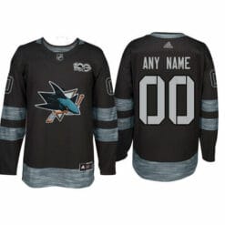 Custom San Jose Sharks Jersey Name And Number 1917-2017 Black 100th Anniversary NHL