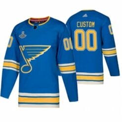 Custom St Louis Blues Jersey Name And Number 2019 Blue Alternate Stanley Cup Champions