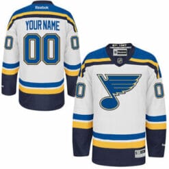 Custom St Louis Blues Jersey Name And Number White Reebok Premier Away