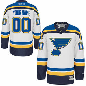 Custom St Louis Blues Jersey Name And Number White Reebok Premier Away