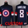 Custom Olympics USA Jersey Name And Number 2015 Navy Blue Captain America Fashion Team