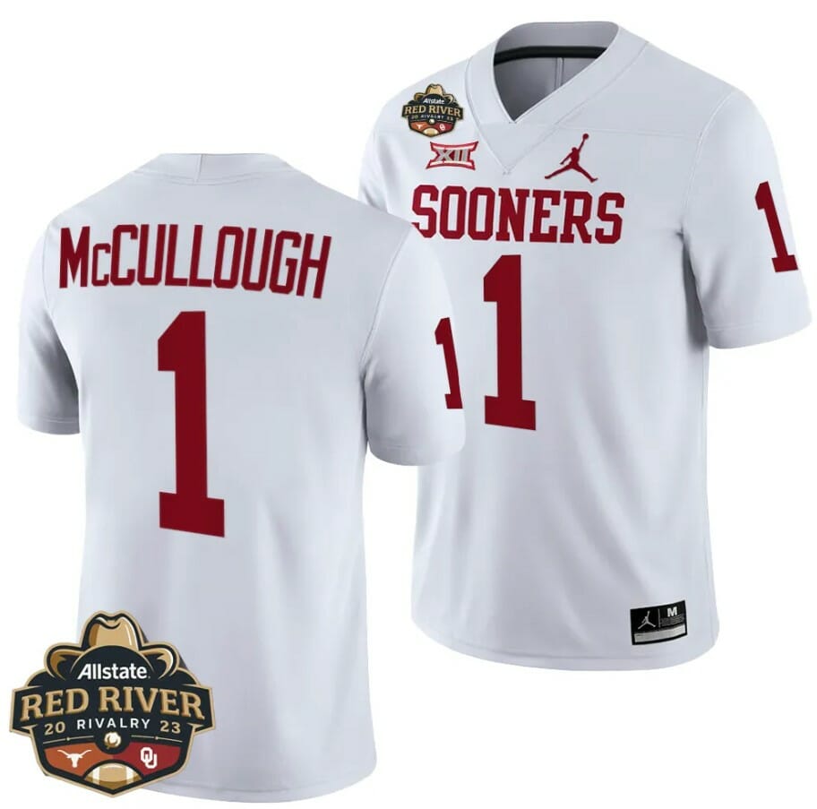 Oklahoma Sooners Dasan McCullough Jersey #1 2023 Allstate Red River Rivalry White Football