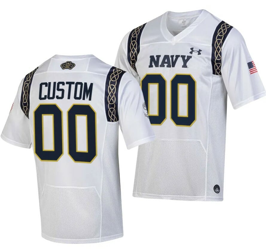 Custom Navy Midshipmen Jersey Name and Number College Football 2023 Aer Lingus Classic White Replica