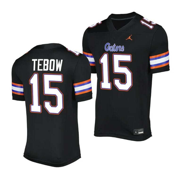 Florida Gators Tim Tebow Jersey #15 Alternate Game Black 2023 Salute To Service Uniform
