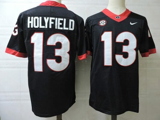 Georgia Bulldogs Elijah Holyfield Jersey #13 College Football Game Black