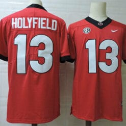 Georgia Bulldogs Elijah Holyfield Jersey #13 College Football Game Red