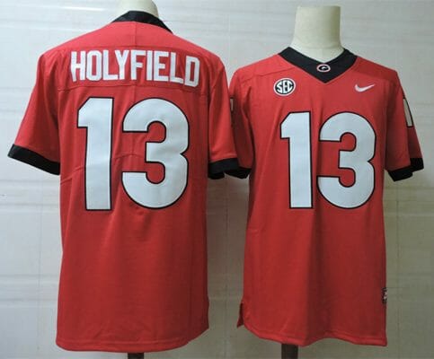 Georgia Bulldogs Elijah Holyfield Jersey #13 College Football Game Red
