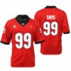 Georgia Bulldogs Jordan Davis Jersey #99 College Football Game Red