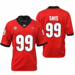 Georgia Bulldogs Jordan Davis Jersey #99 College Football Game Red