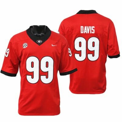 Georgia Bulldogs Jordan Davis Jersey #99 College Football Game Red