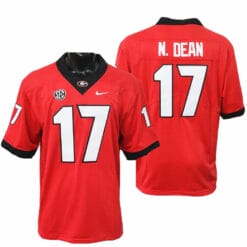 Georgia Bulldogs Nakobe Dean Jersey #17 College Football Game Red