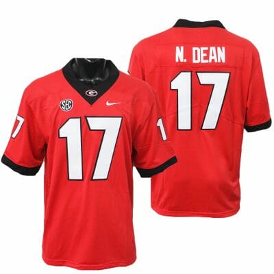 Georgia Bulldogs Nakobe Dean Jersey #17 College Football Game Red