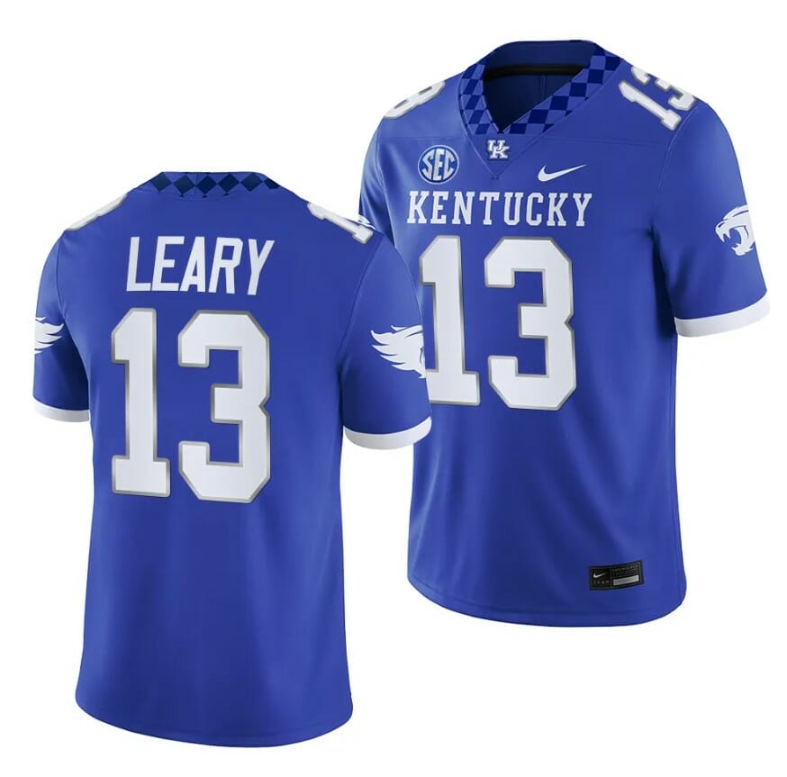 Kentucky Wildcats Devin Leary Jersey #13 NCAA Football 2023 Game Home Blue