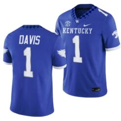 Kentucky Wildcats Ray Davis Jersey #1 NCAA Football 2023 Game Home Blue