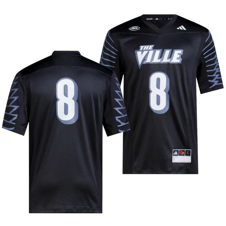 Louisville Cardinals Jersey #8 College Football 2023 Premier Black