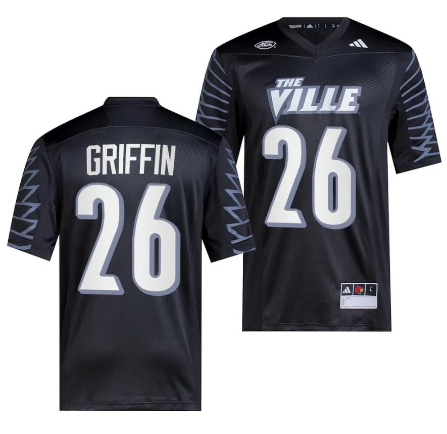 Louisville Cardinals MJ Griffin Jersey #26 College Football 2023 Premier Black