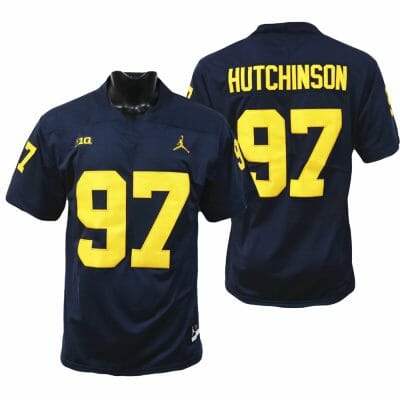 Michigan Wolverines Aidan Hutchinson Jersey #97 College Football Game Navy