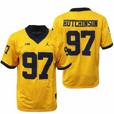 Michigan Wolverines Aidan Hutchinson Jersey #97 College Football Game Yellow