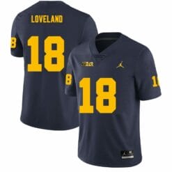 Michigan Wolverines Colston Loveland Jersey #18 College Football Game Navy