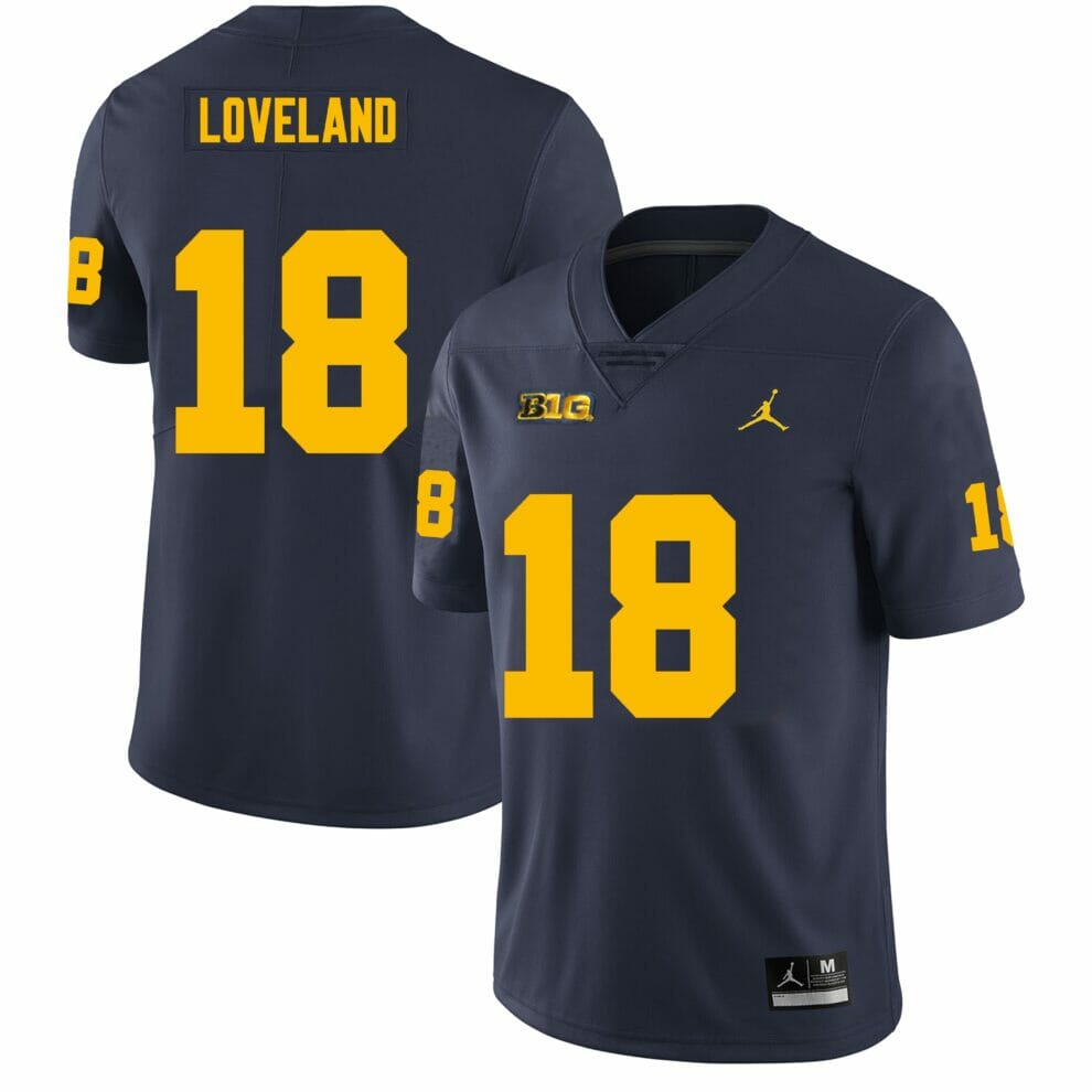 Michigan Wolverines Colston Loveland Jersey #18 College Football Game Navy