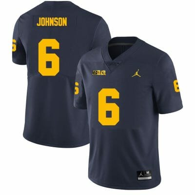 Michigan Wolverines Cornelius Johnson Jersey #6 College Football Game Navy