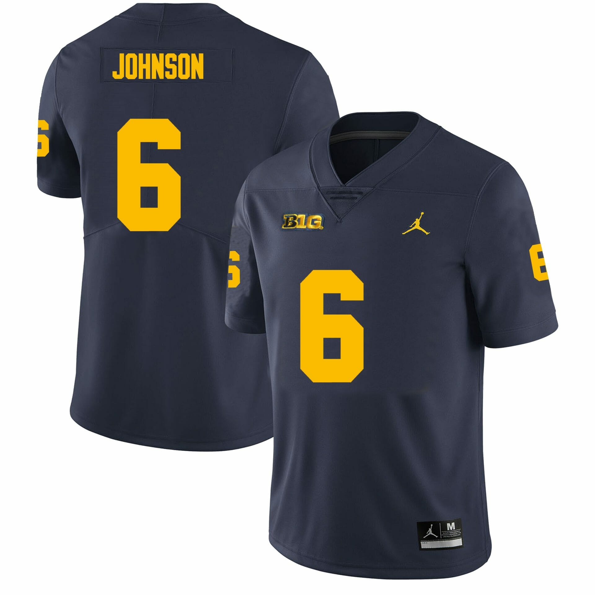 Michigan Wolverines Cornelius Johnson Jersey #6 College Football Game Navy