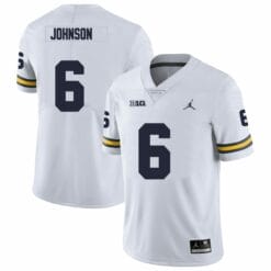 Michigan Wolverines Cornelius Johnson Jersey #6 College Football Game White