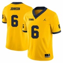 Michigan Wolverines Cornelius Johnson Jersey #6 College Football Game Yellow