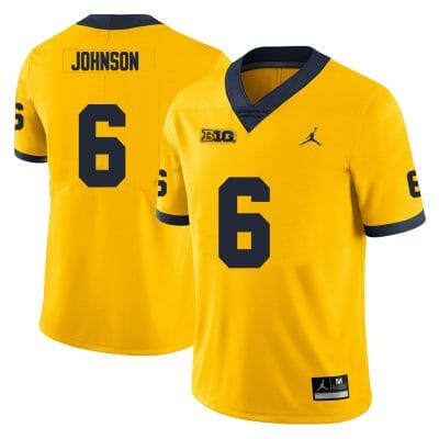 Michigan Wolverines Cornelius Johnson Jersey #6 College Football Game Yellow