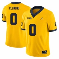 Michigan Wolverines Darrius Clemons Jersey #0 College Football Game Yellow