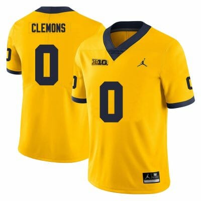 Michigan Wolverines Darrius Clemons Jersey #0 College Football Game Yellow