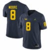 Michigan Wolverines Derrick Moore Jersey #8 College Football Game Navy