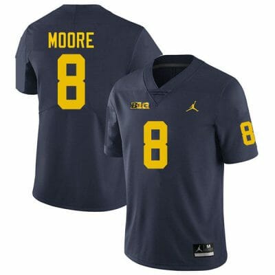 Michigan Wolverines Derrick Moore Jersey #8 College Football Game Navy