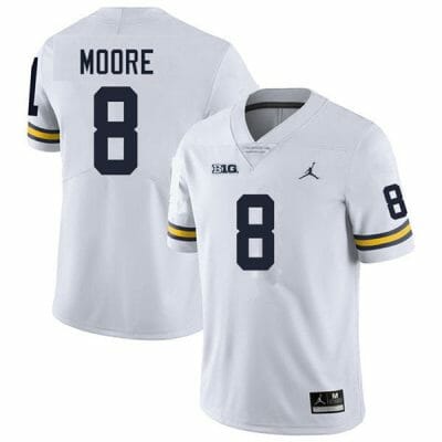Michigan Wolverines Derrick Moore Jersey #8 College Football Game White